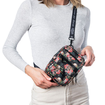 6539 Skulls And Roses Outdoor Crossbody Shoulder Bag For Unisex Young Adult Skulls and Roses Cotton Crossbody Bag - Gothic Shoulder Bag  main image 4