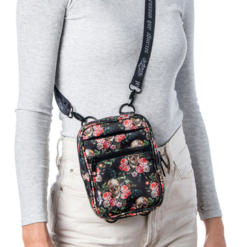 6539 Skulls And Roses Outdoor Crossbody Shoulder Bag For Unisex Young Adult Skulls and Roses Cotton Crossbody Bag - Gothic Shoulder Bag  main image 2